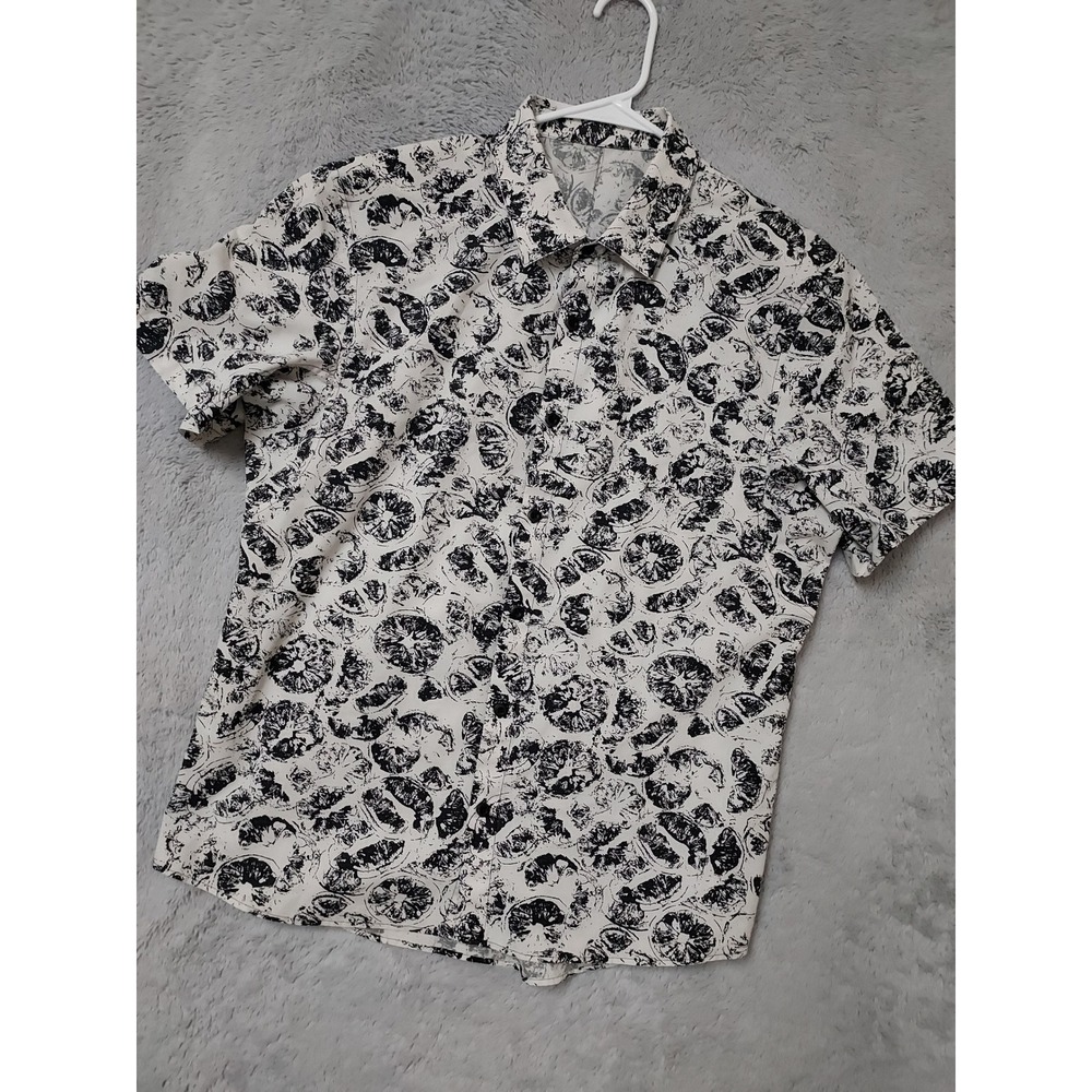 Lululemon Shirt Men Medium Button Down Lemon Print Down to the Wire Slim Fit EUC